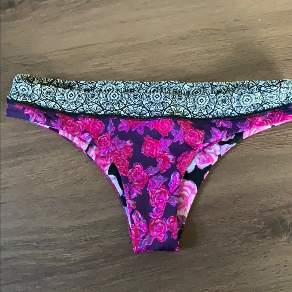 Reversible flower cheeky bikini bottoms